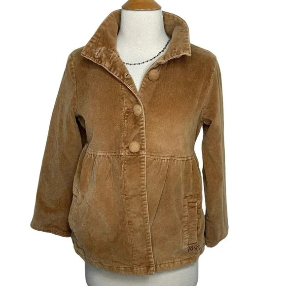 Rip Curl tan corduroy peplum jacket with pockets size S - Picture 1 of 8